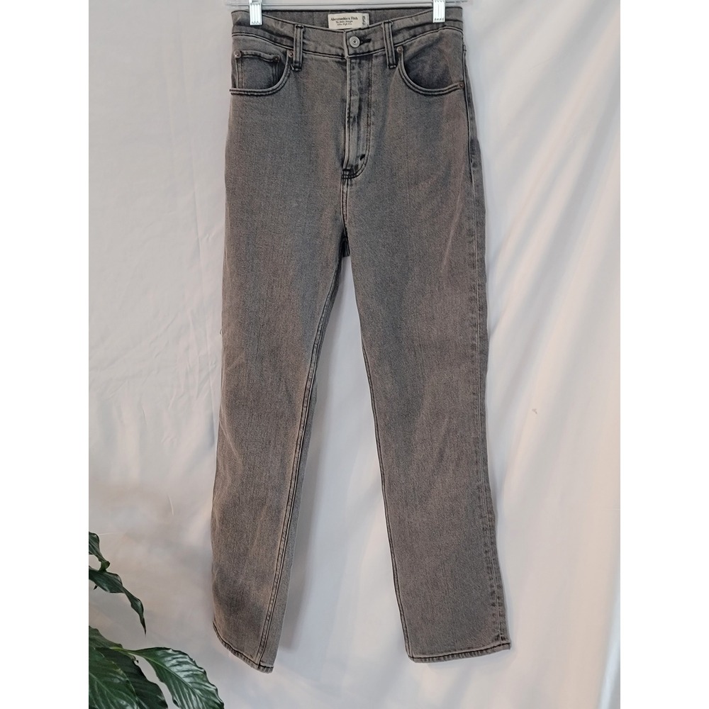 Abercrombie & Fitch Curve Love Ankle Straight Ultra High‎ Rise Grey Jeans 25